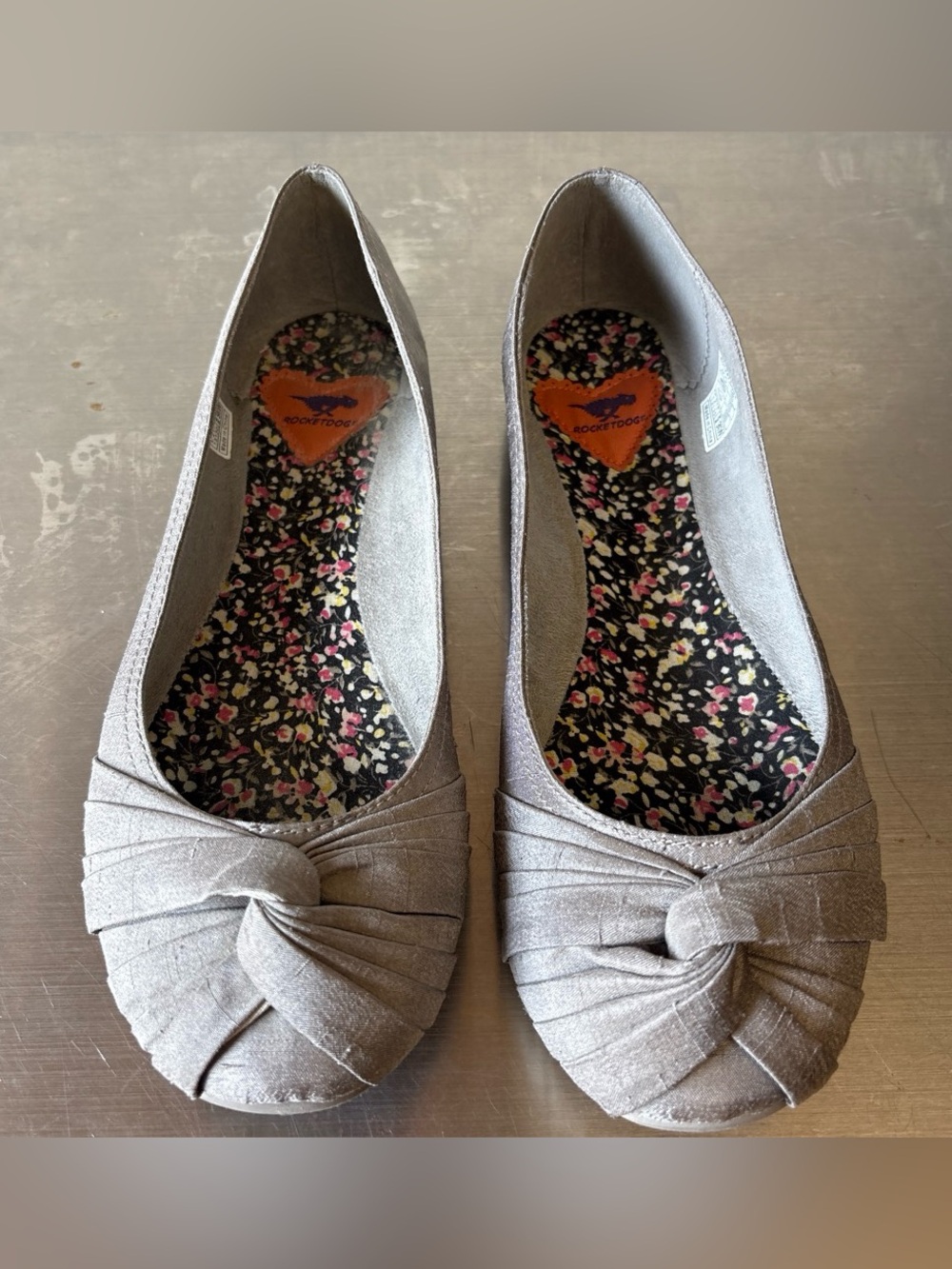 Y2K RocketDog Twee Gray Knot-Bow Ballet Flats💕